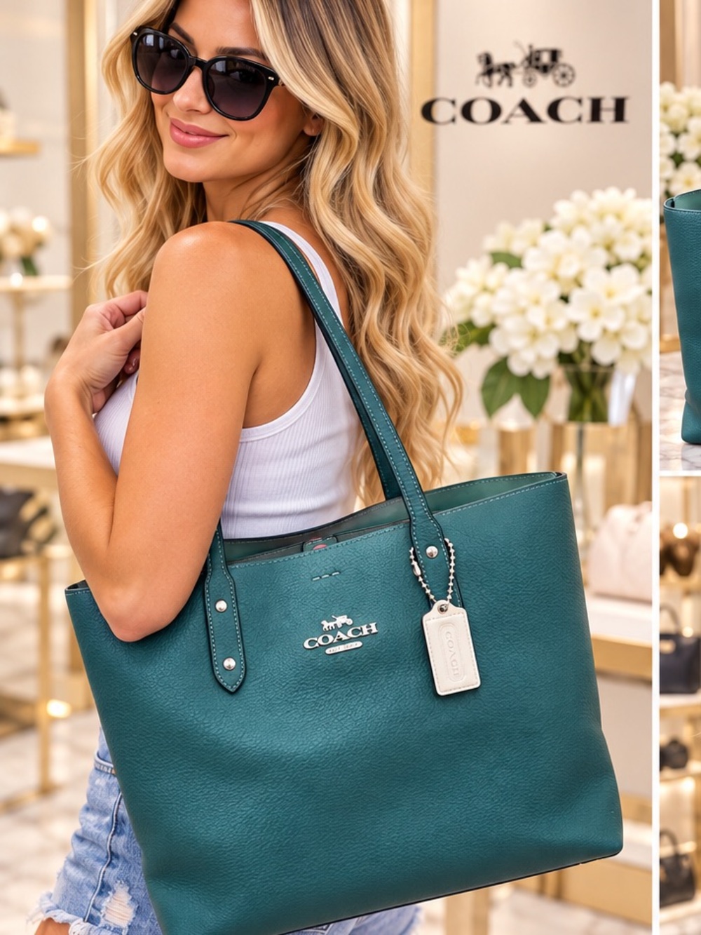COACH Central Tote 39 Smooth Leather Peacock 🦚 - Picture 16 of 16
